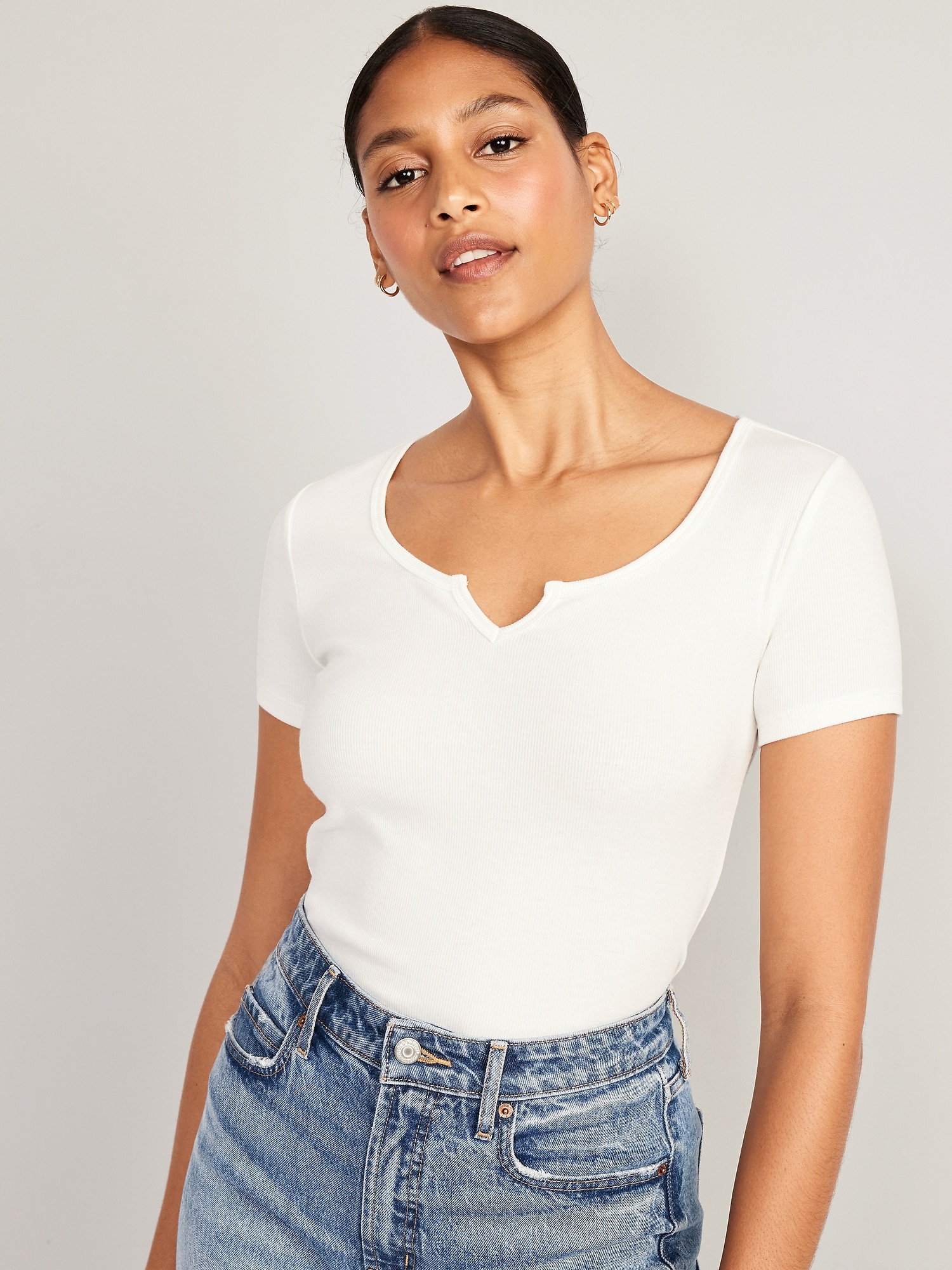 Old Navy Fitted Scoop-Neck Rib-Knit T-Shirt for Women