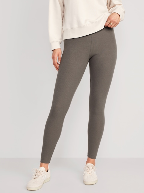 High Waisted Rib-Knit Leggings for Women