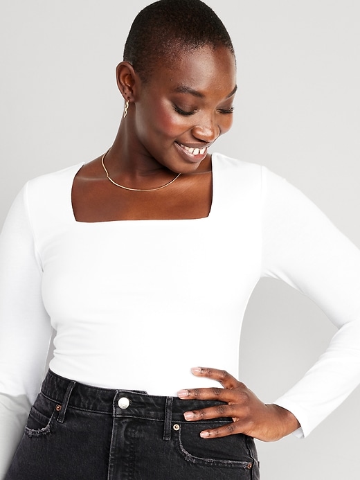 Long-Sleeve Square-Neck Bodysuit | Old Navy