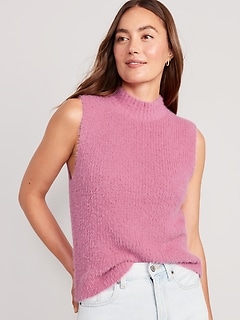 Mock-Neck Eyelash Sweater