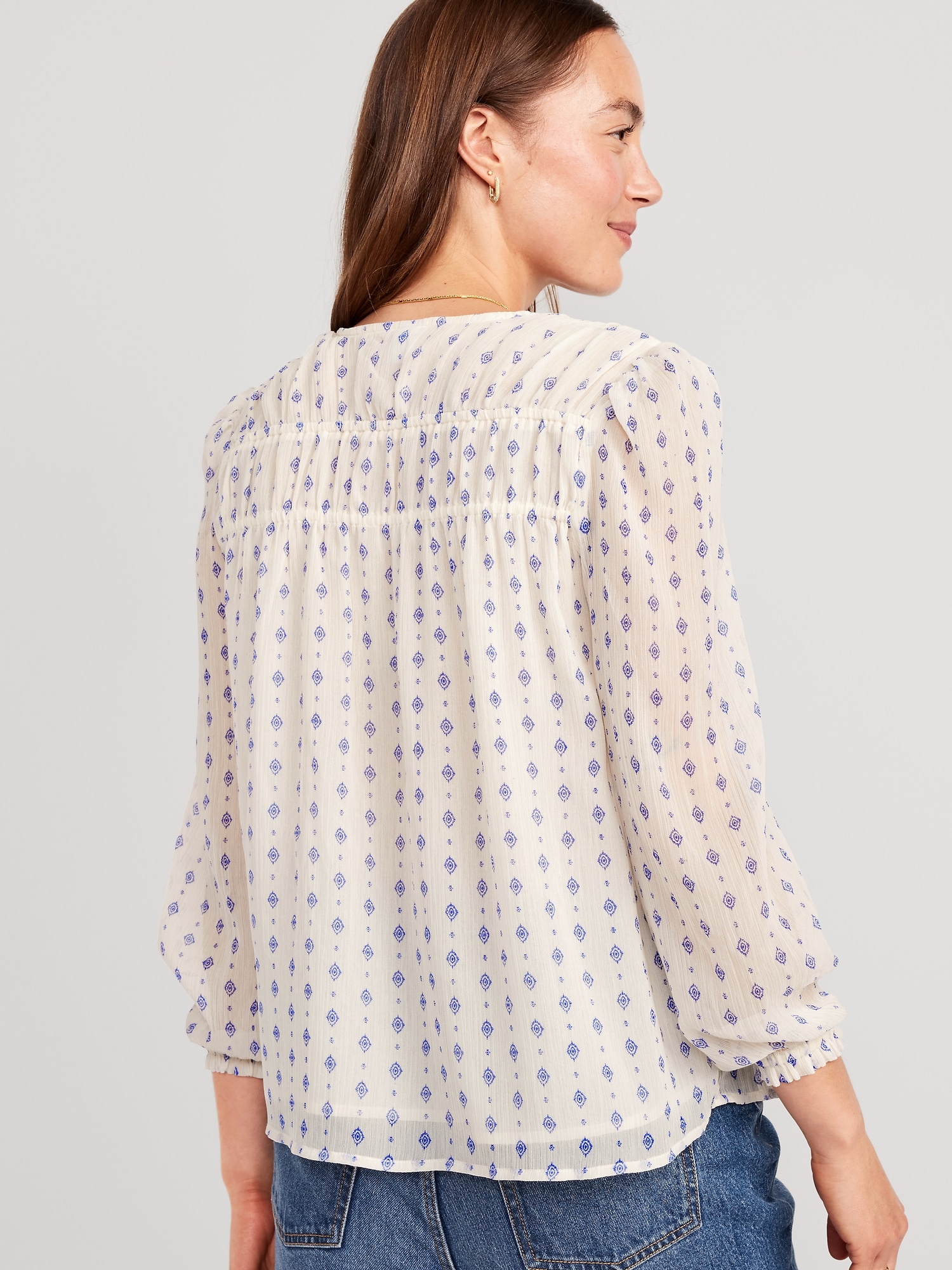 Chiffon Smocked Poet Swing Blouse for Women | Old Navy
