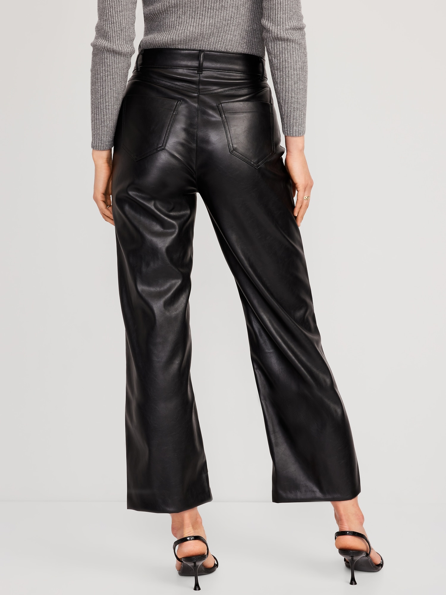 Old Navy High-Waisted Faux-Leather Cropped Wide-Leg Pants