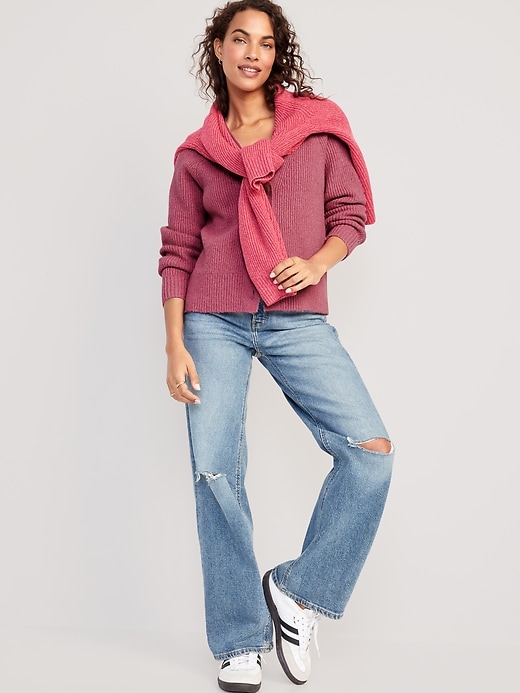 Image number 3 showing, Shaker-Stitch Cardigan Sweater