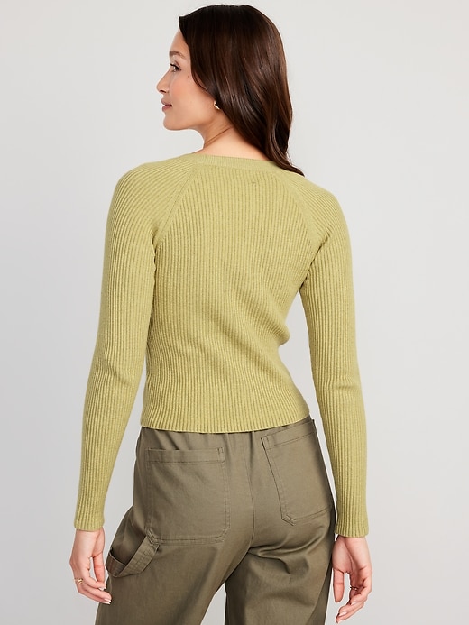 Image number 6 showing, Bracelet-Sleeve Rib-Knit Cutwork Sweater