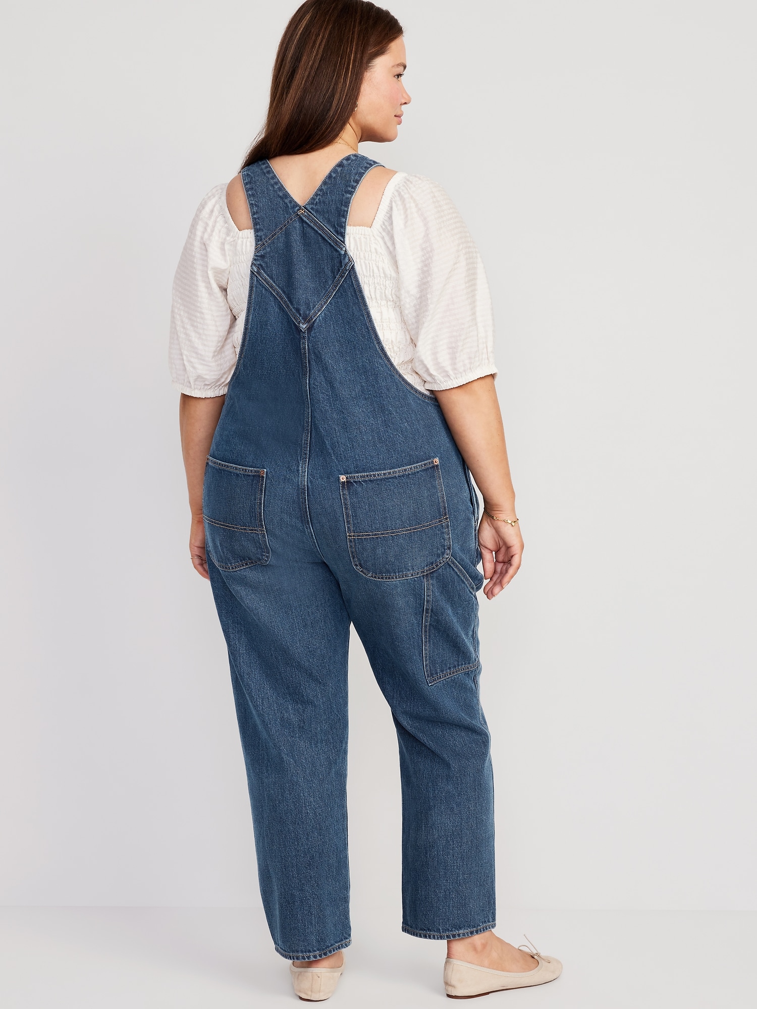 Slouchy Straight Ankle Jean Overalls