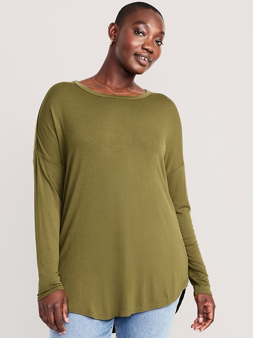 Image number 5 showing, Luxe Long-Sleeve Tunic T-Shirt