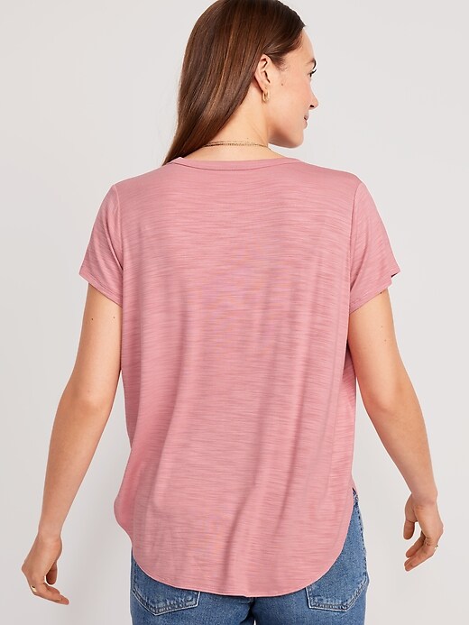 T-shirt Long Tunique Lip Service - Capuche, Décolleté Goutte, Rose, Vintage, Taille M