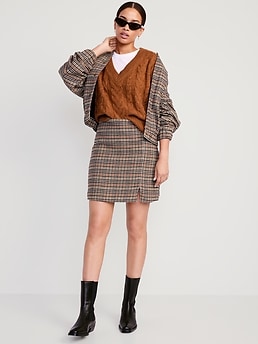 Brown plaid 2024 skirt navy