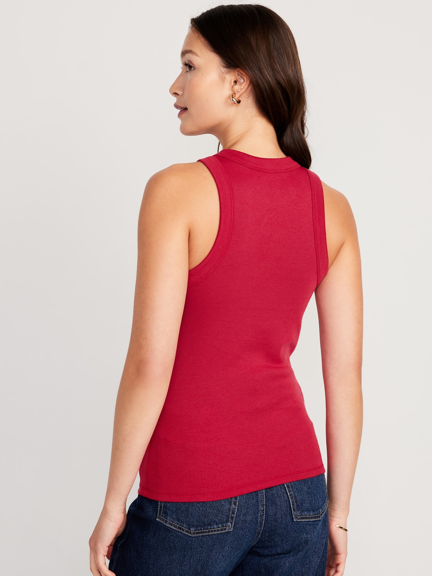 Fitted RibKnit Tank Top for Women Old Navy