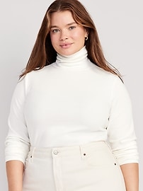 Fitted Plush Rib-Knit Turtleneck for Women