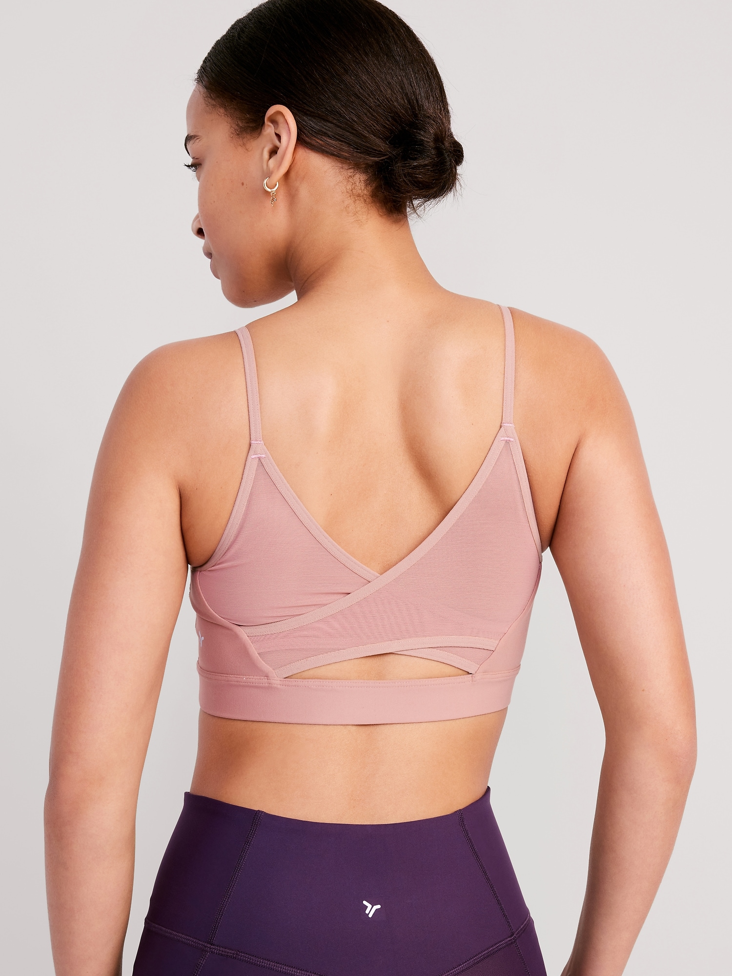 Mesh Insert Breathable Sports Bra Solid Color Contrast Mesh - Temu Canada