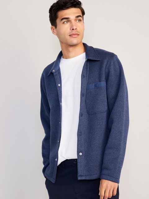 Fleece-Knit Snap-Front Shacket