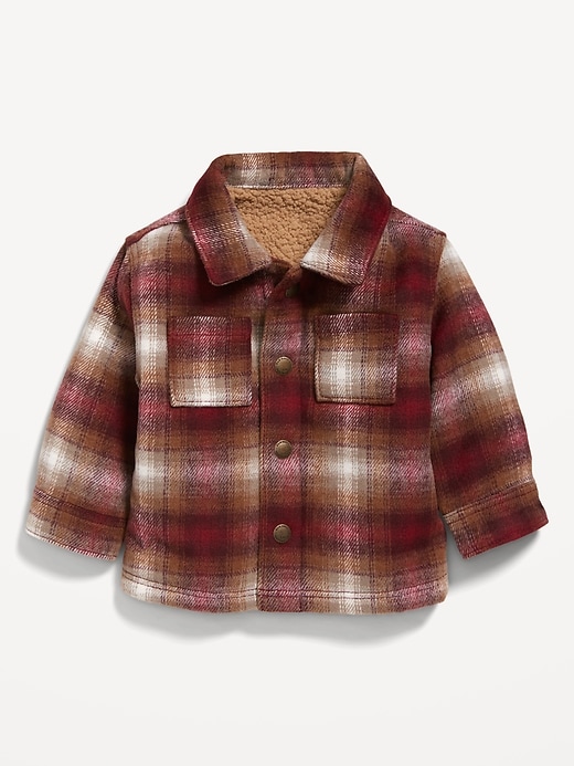 View large product image 1 of 2. Unisex Sherpa-Lined Plaid Shacket for Baby