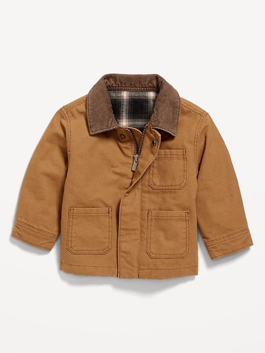 View large product image 1 of 2. Canvas Corduroy-Trim Barn Coat for Baby