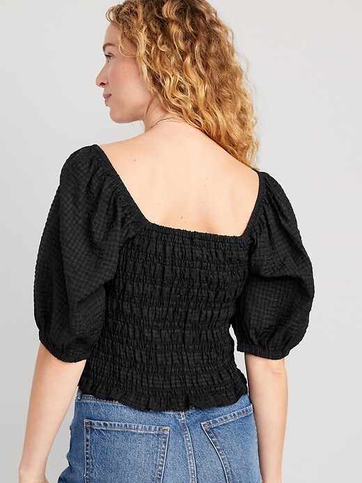 Fitted Puff-Sleeve Smocked Top | Old Navy