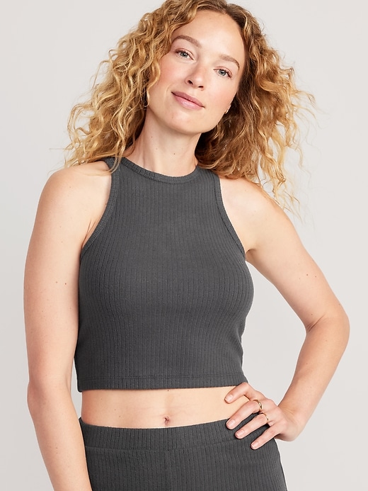 Image number 1 showing, Cropped Rib-Knit Tank Top