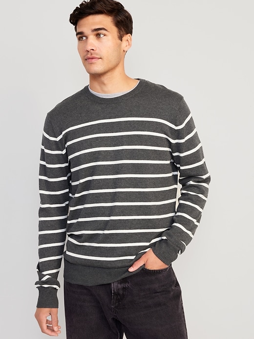 Men's striped crew neck sweater best sale