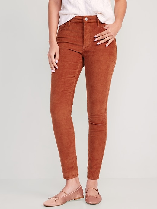 Image number 1 showing, High-Waisted Rockstar Super-Skinny Corduroy Pants