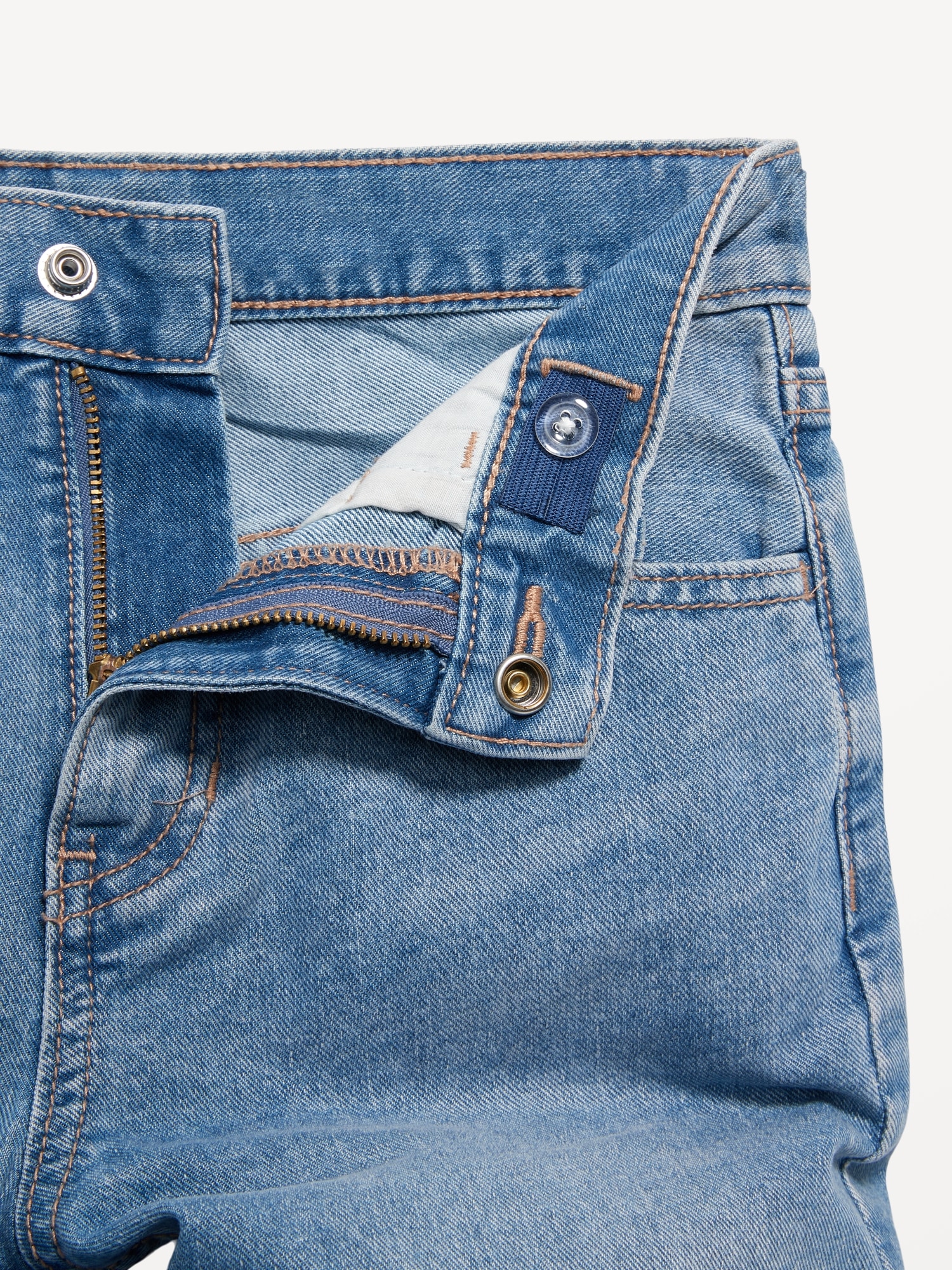 Zara - Jeans with Adjustable Interior Waistband and Front Button Closure. Front Patch Pockets. Frayed Hem. - Light Blue - Unisex