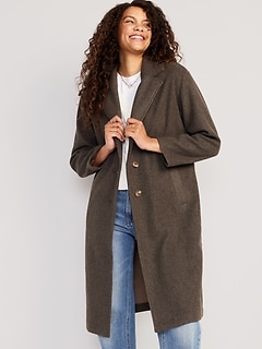 Soft-Brushed Long Overcoat for Women
