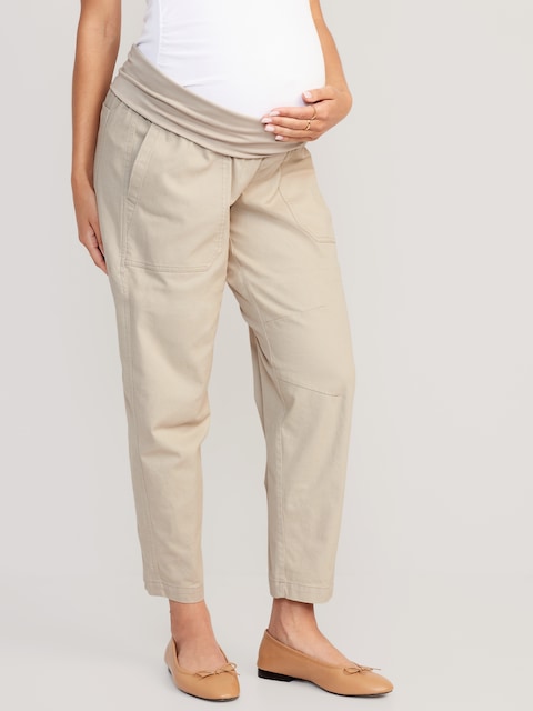Maternity Rollover-Waist Utility Pants