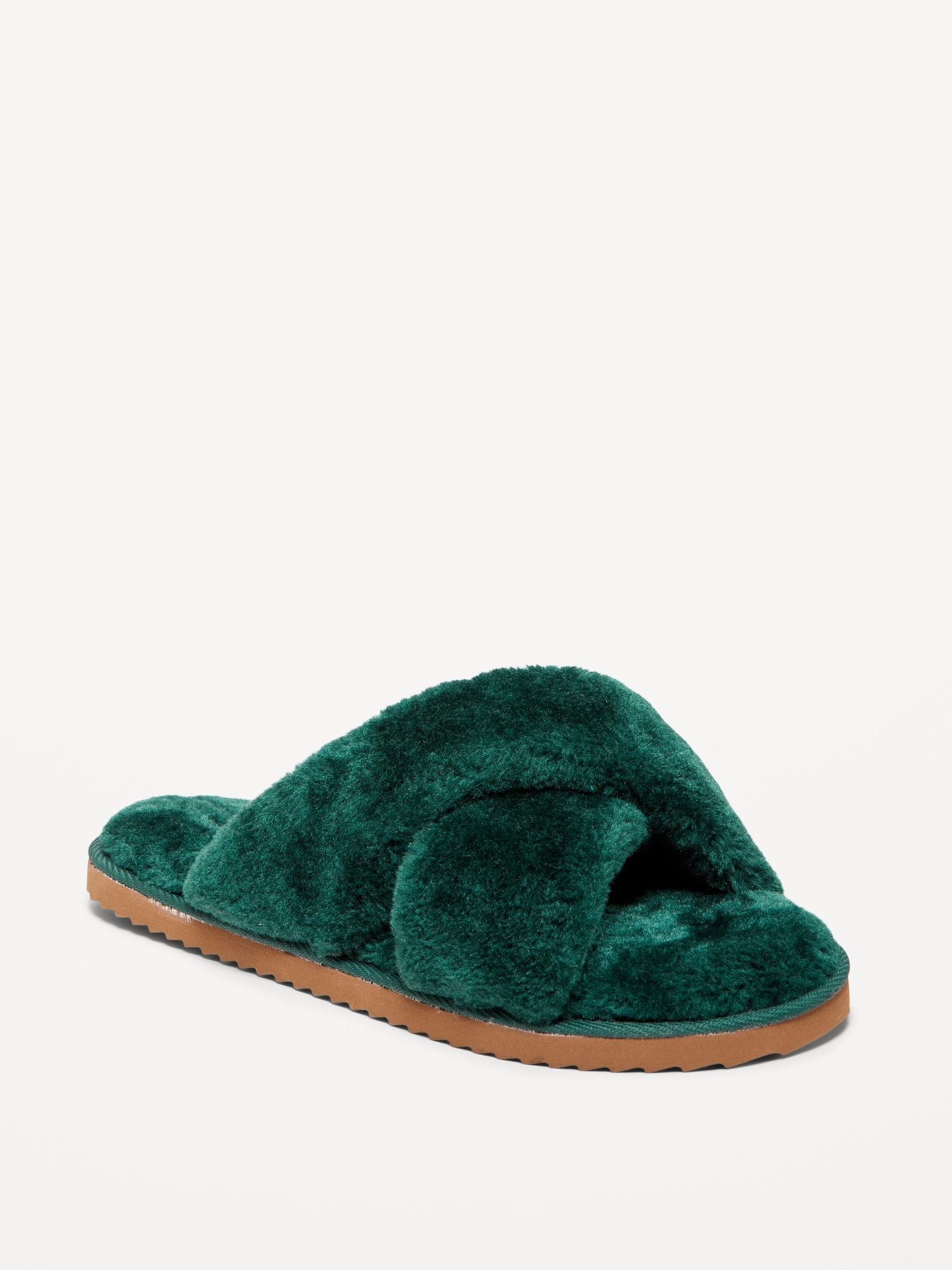 Faux fur slippers online slides