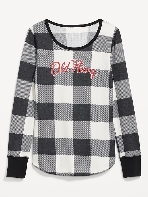 Image number 4 showing, Long Sleeve Waffle-Knit Pajama Top for Women