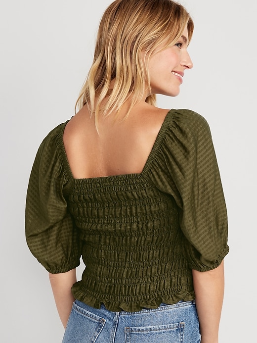 Fitted Puff-Sleeve Smocked Top | Old Navy
