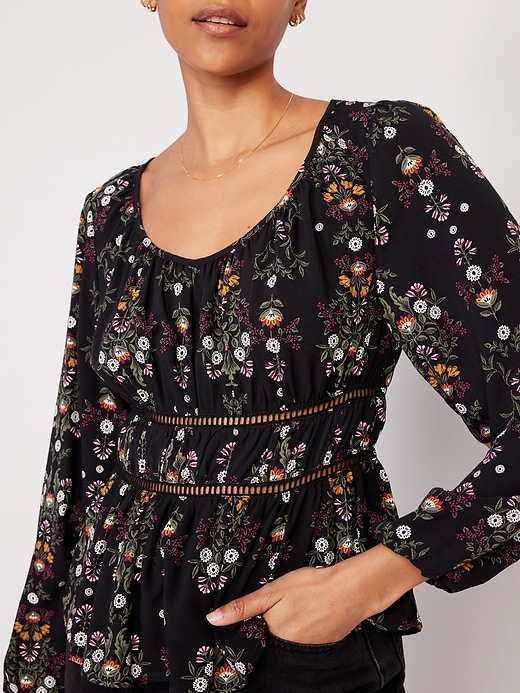 Image number 4 showing, Long-Sleeve Lace-Trim Top