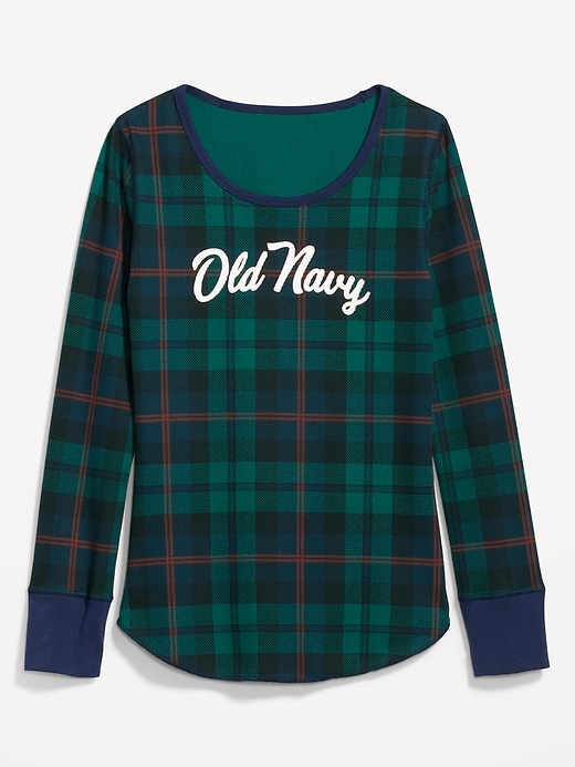 Image number 4 showing, Long Sleeve Waffle-Knit Pajama Top for Women