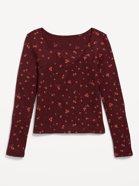 Long-Sleeve Pointelle-Knit Top for Girls