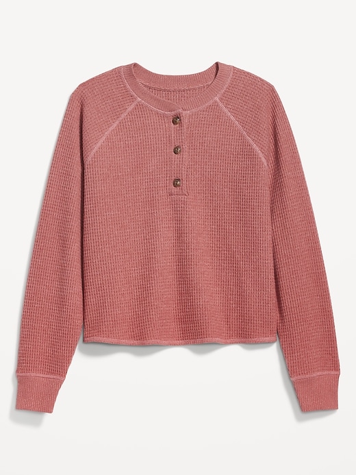 Plush Waffle-Knit Henley Top | Old Navy