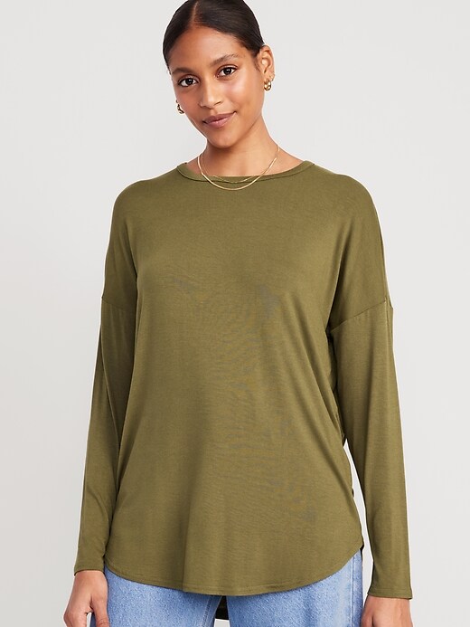 Image number 1 showing, Luxe Long-Sleeve Tunic T-Shirt
