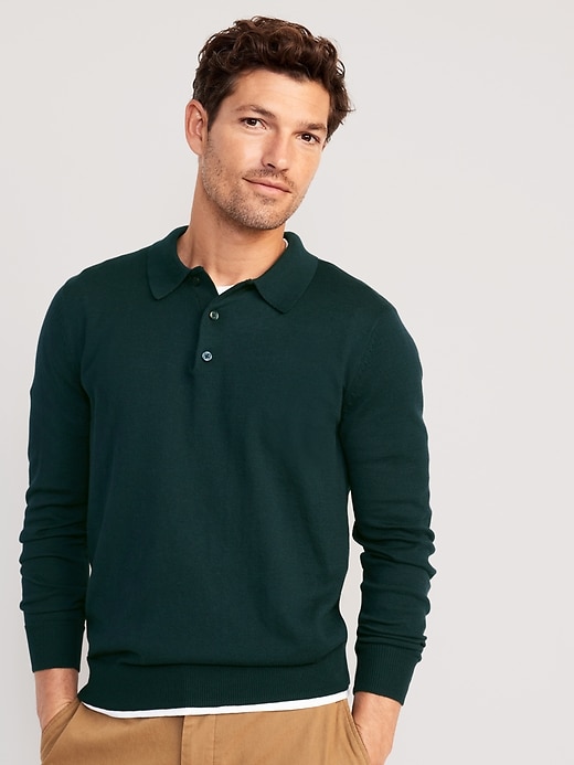 Long sleeve polo sweatshirt best sale