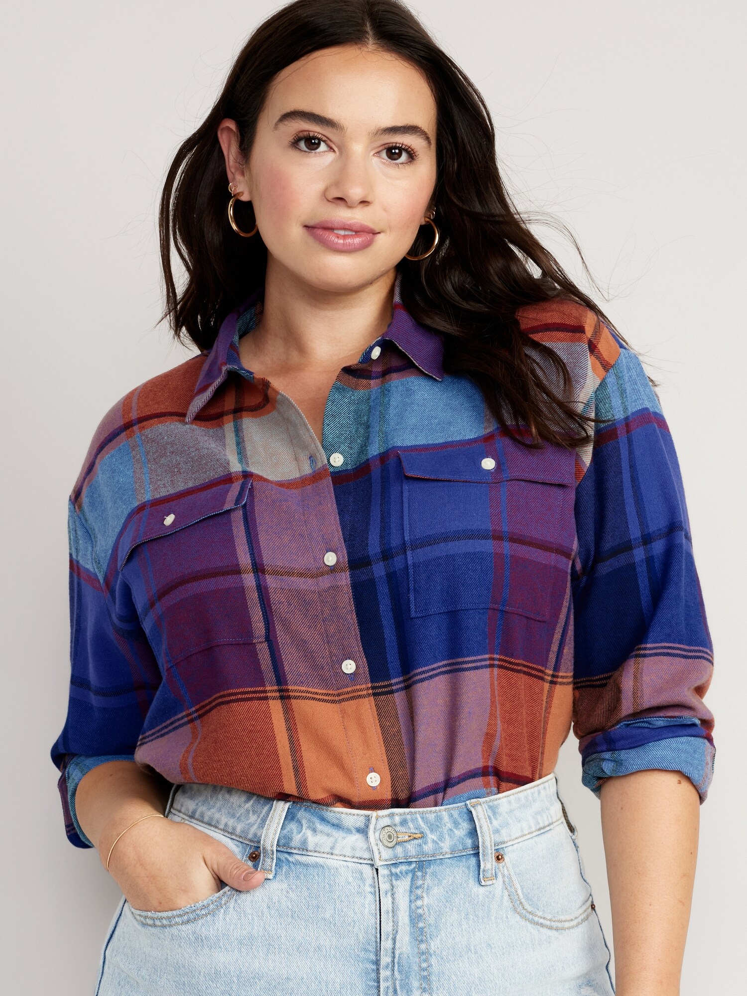 Oversized Flannel Boyfriend Shirt for Women | Old Navy