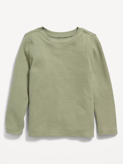 T-shirt uni à manches longues en tricot isotherme unisexe pour Tout-petit