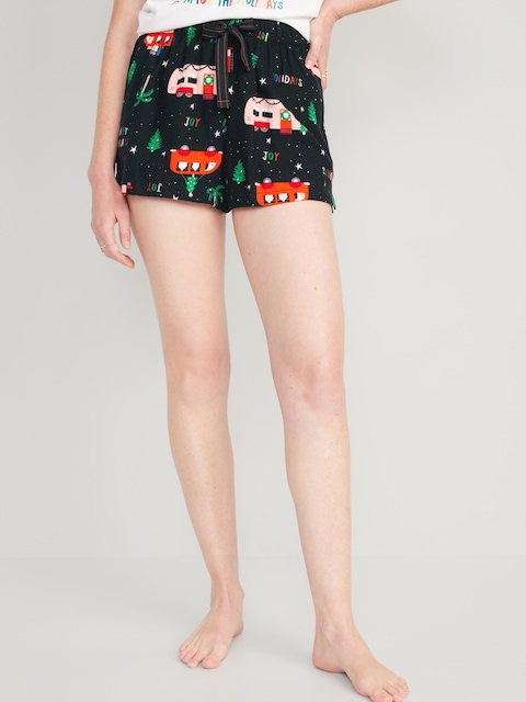 Short de pyjama en flanelle assorti pour Femme, entrejambe de 6,5 cm - Campeurs Des Fêtes (Assortis Pour Toute La Famille)