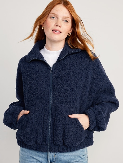 NWT Fabletics Larissa blue Fleece faux Sherpa 1/2 zip pullover jacket  womens XXL