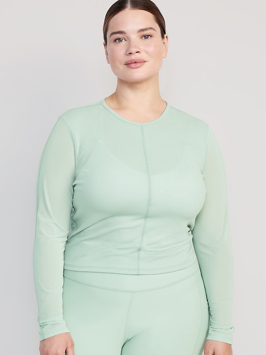 Image number 7 showing, UltraLite Mesh-Sleeve Crop Top