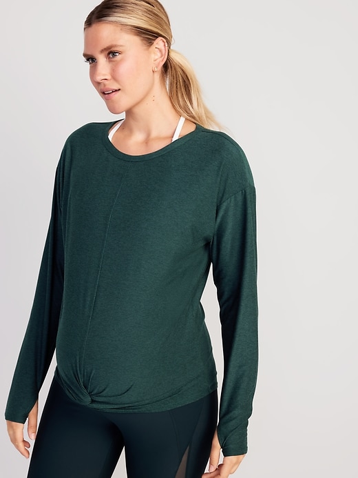 Image number 1 showing, Maternity Long-Sleeve CloudMotion Twist-Front Top