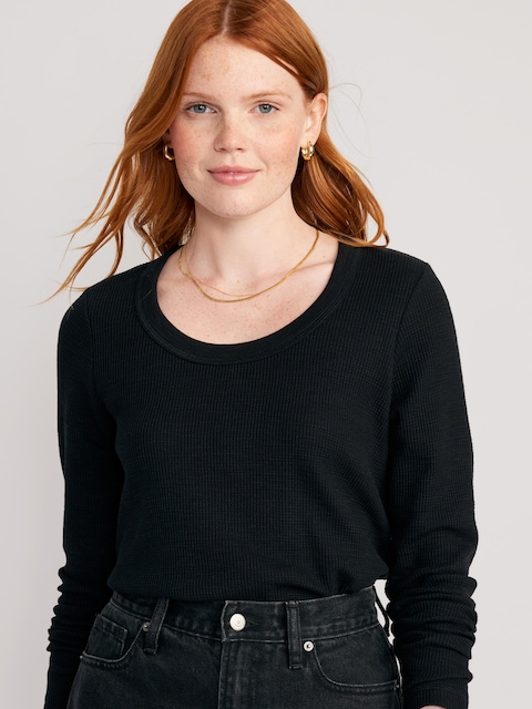 Waffle-Knit Crop T-Shirt - Black Jack