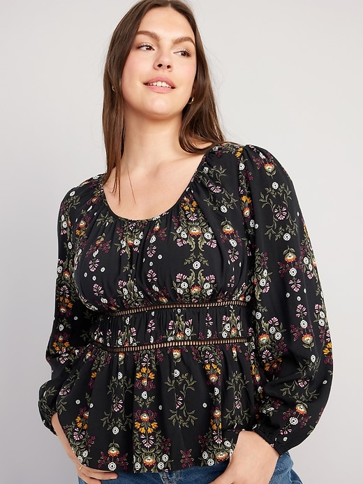 Image number 5 showing, Long-Sleeve Lace-Trim Top