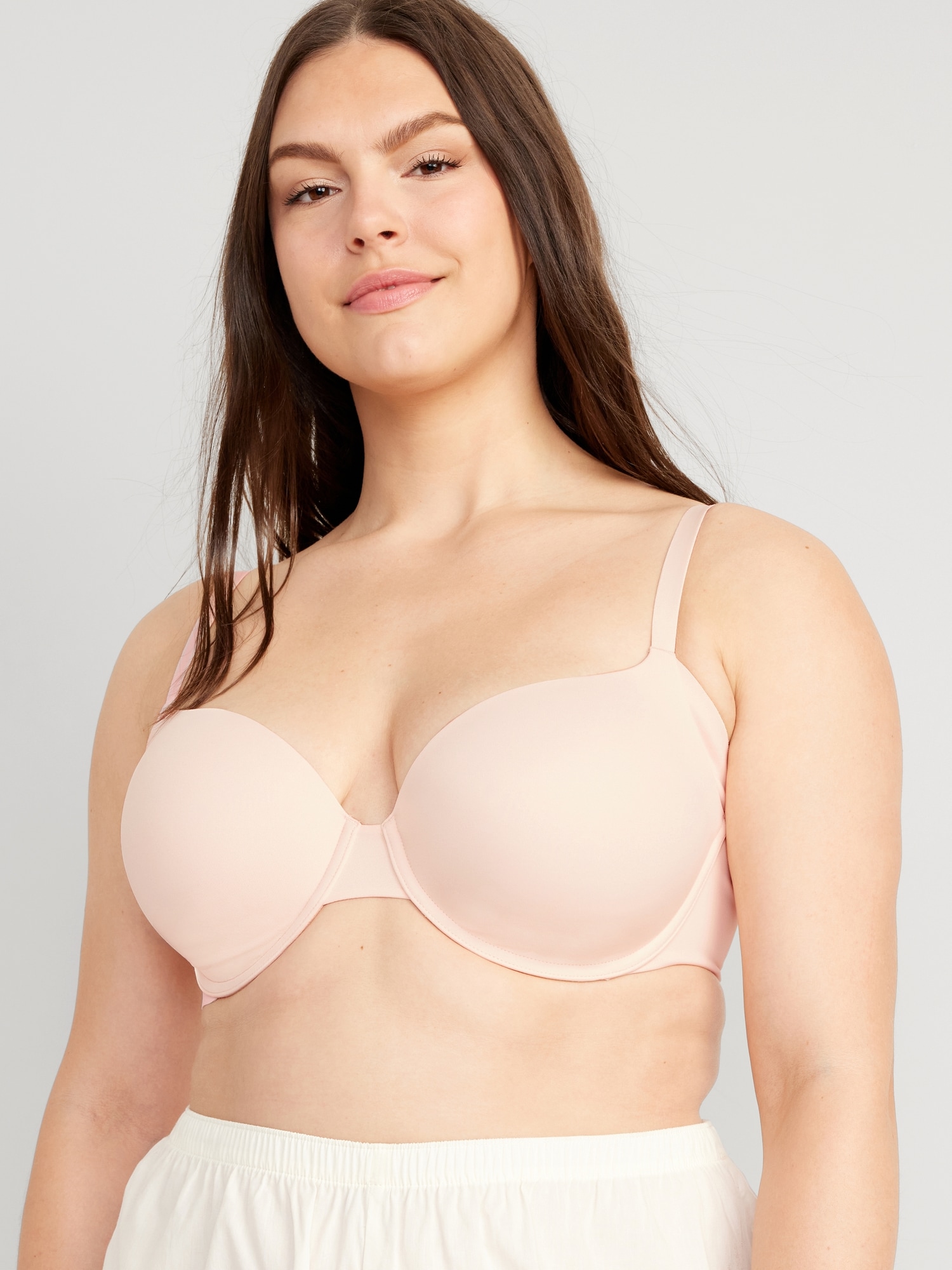 B91xZ Women's Plus Size Unlined Underwire Bra Allover-Smoothing Wireless  Lightly Lined Convertible Comfort Bra,Beige 80B