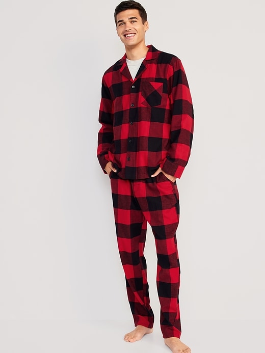 LANBAOSI Flannel Pajamas for Men Set Long Sleeve Soft Cotton Loungewear  Sleepwear Plaid Shirt Pants Button Down Pjs Top Bottom Navy Blue at   Men's Clothing store