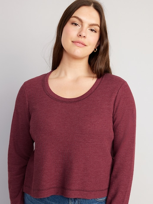 Image number 5 showing, Waffle-Knit Crop T-Shirt