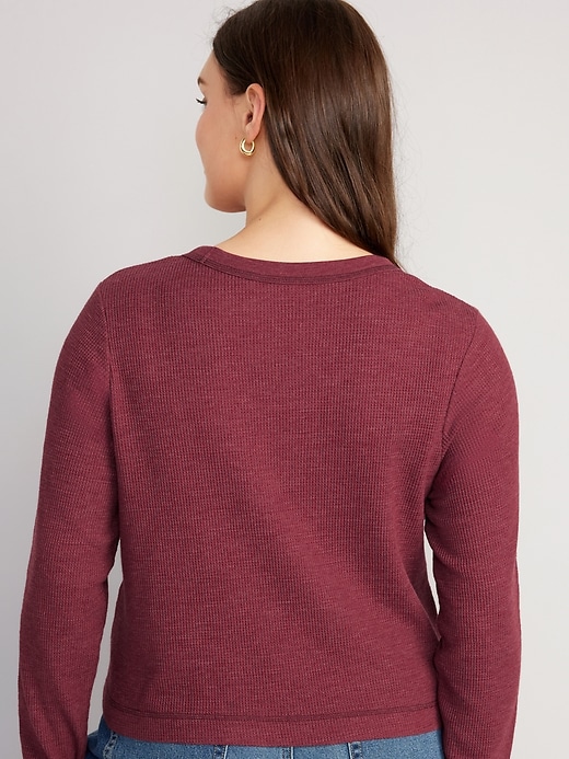 Image number 6 showing, Waffle-Knit Crop T-Shirt