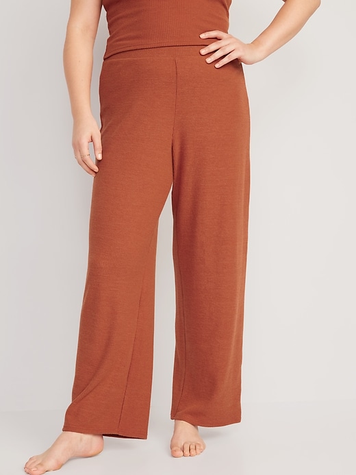 Lucky Brand Rust Ribbed Wide Leg Lounge Pants Large NWT
