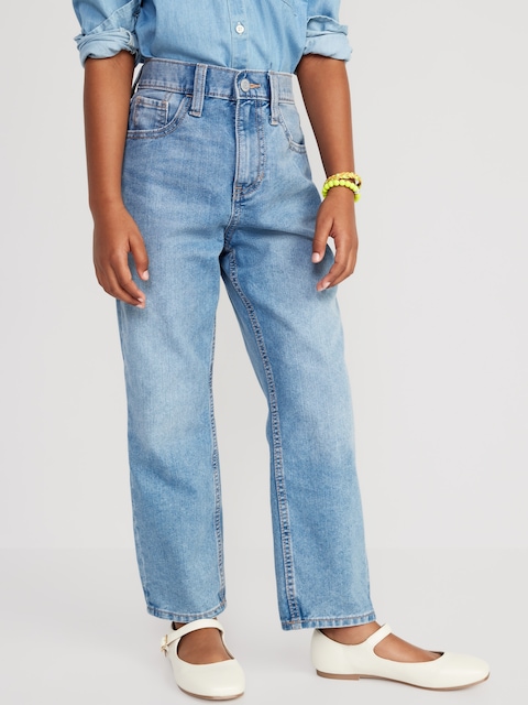 High-Waisted Slouchy Straight Built-In Tough Jeans for Girls