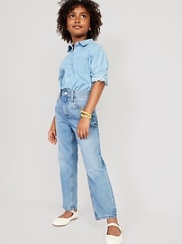 Voir une image plus grande du produit 3 de 5. Jean coupe droite détendue avec robustesse intégrée taille haute pour Fille