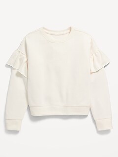 Crew-Neck Ruffle-Trim Sweatshirt for Girls
